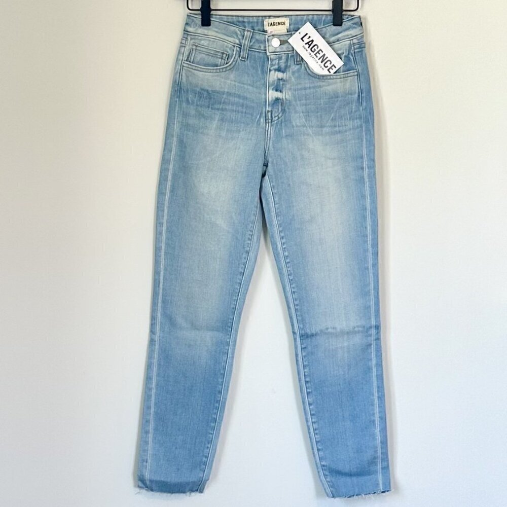 NWT L'AGENCE El Matador Raw Hem Crop Slim Blue Jeans in Dev - Size 25